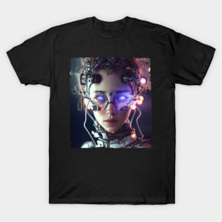 Vaporwave AI Cyborg Woman Art T-Shirt